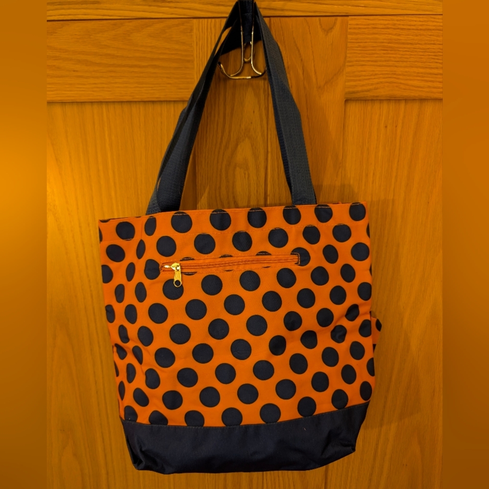 Polka Dot Tote Bag - Orange and Black